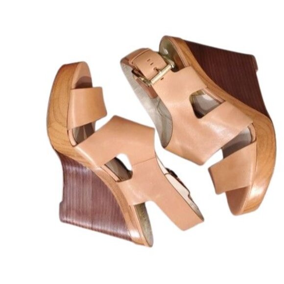 Michael Kor Nude Wedge Sandal.Strappy Leather - Picture 1 of 9